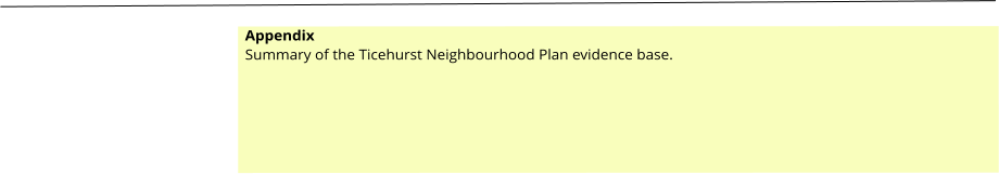 Appendix Summary of the Ticehurst Neighbourhood Plan evidence base.